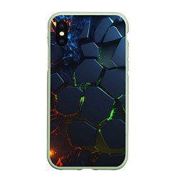 Чехол iPhone XS Max матовый Взрыв плит, цвет: 3D-салатовый