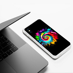 Чехол iPhone XS Max матовый Тай-дай разноцветная спираль, цвет: 3D-белый — фото 2