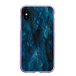Чехол iPhone XS Max матовый Синяя прозрачная скала, цвет: 3D-светло-сиреневый