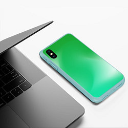 Чехол iPhone XS Max матовый Градиент зеленый, цвет: 3D-мятный — фото 2