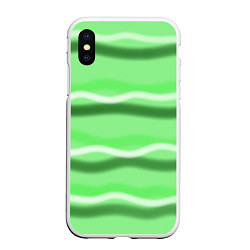 Чехол iPhone XS Max матовый Зеленые волны, цвет: 3D-белый