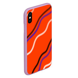 Чехол iPhone XS Max матовый Красный фон и волны, цвет: 3D-сиреневый — фото 2