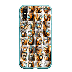 Чехол iPhone XS Max матовый Орангутаны, цвет: 3D-мятный