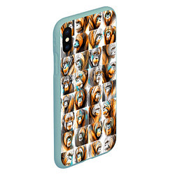 Чехол iPhone XS Max матовый Орангутаны, цвет: 3D-мятный — фото 2