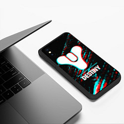 Чехол iPhone XS Max матовый Destiny в стиле glitch и баги графики на темном фо, цвет: 3D-черный — фото 2