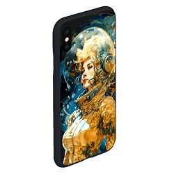 Чехол iPhone XS Max матовый Блондинка космонавт в золотом скафандре, цвет: 3D-черный — фото 2
