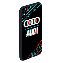 Чехол iPhone XS Max матовый Значок Audi в стиле glitch на темном фоне, цвет: 3D-черный — фото 2