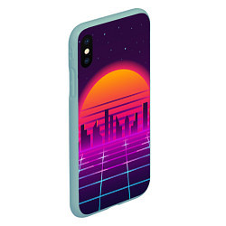 Чехол iPhone XS Max матовый Futuristic Retro City, цвет: 3D-мятный — фото 2