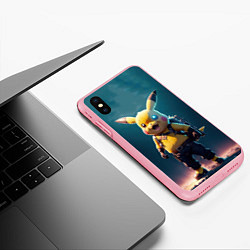 Чехол iPhone XS Max матовый Пикачу в стиле стимпанка нейросети, цвет: 3D-баблгам — фото 2