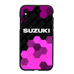 Чехол iPhone XS Max матовый Suzuki pro racing: символ сверху, цвет: 3D-черный