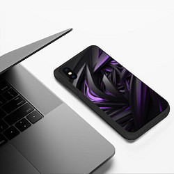 Чехол iPhone XS Max матовый Черно-фиолетовые объекты, цвет: 3D-черный — фото 2