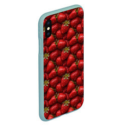 Чехол iPhone XS Max матовый Сочная текстура из клубники, цвет: 3D-мятный — фото 2