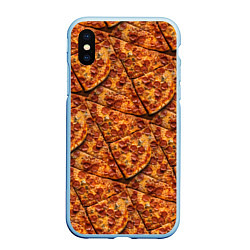 Чехол iPhone XS Max матовый Сочная текстура из кусков пиццы, цвет: 3D-голубой