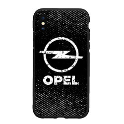 Чехол iPhone XS Max матовый Opel с потертостями на темном фоне, цвет: 3D-черный