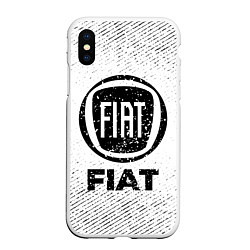 Чехол iPhone XS Max матовый Fiat с потертостями на светлом фоне, цвет: 3D-белый