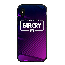 Чехол iPhone XS Max матовый Far Cry gaming champion: рамка с лого и джойстиком, цвет: 3D-черный