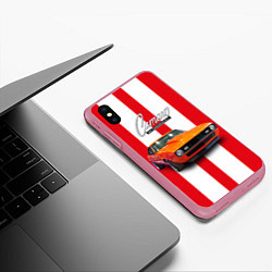 Чехол iPhone XS Max матовый Ретро маслкар Chevrolet Camaro SS 1968 года, цвет: 3D-малиновый — фото 2