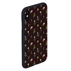Чехол iPhone XS Max матовый Узор из весенних цветов, цвет: 3D-черный — фото 2