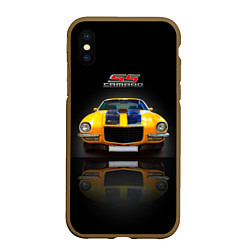 Чехол iPhone XS Max матовый Американский спорткар 1970 года Camaro SS, цвет: 3D-коричневый