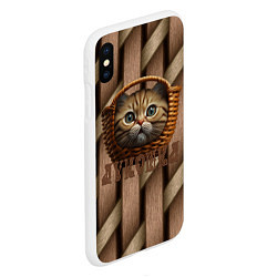 Чехол iPhone XS Max матовый Кошка лукошка мем, цвет: 3D-белый — фото 2