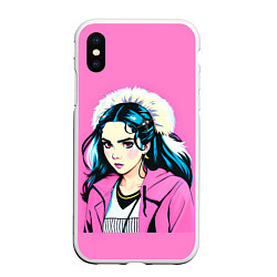 Чехол iPhone XS Max матовый Grimes в розовых тонах, цвет: 3D-белый