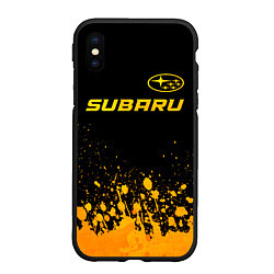 Чехол iPhone XS Max матовый Subaru - gold gradient: символ сверху, цвет: 3D-черный