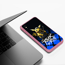 Чехол iPhone XS Max матовый Пикачу Рокnroll, цвет: 3D-малиновый — фото 2