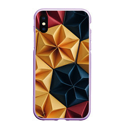 Чехол iPhone XS Max матовый Геометрические ромбические фигуры, цвет: 3D-сиреневый