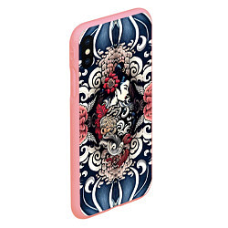 Чехол iPhone XS Max матовый Irezumi style: девушка и синие узоры, цвет: 3D-баблгам — фото 2