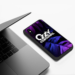 Чехол iPhone XS Max матовый Ozzy Osbourne neon monstera, цвет: 3D-черный — фото 2