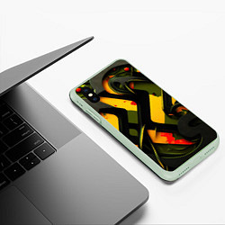 Чехол iPhone XS Max матовый Оранжевые полосы, цвет: 3D-салатовый — фото 2