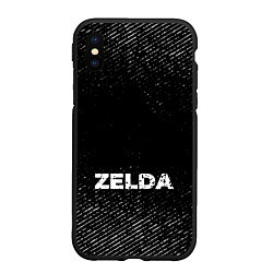 Чехол iPhone XS Max матовый Zelda с потертостями на темном фоне, цвет: 3D-черный