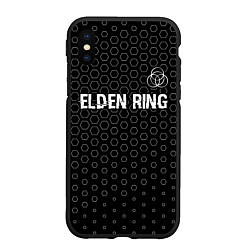 Чехол iPhone XS Max матовый Elden Ring glitch на темном фоне: символ сверху, цвет: 3D-черный