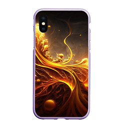 Чехол iPhone XS Max матовый Желтые абстрактные узоры, цвет: 3D-светло-сиреневый