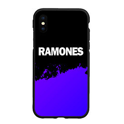 Чехол iPhone XS Max матовый Ramones purple grunge, цвет: 3D-черный