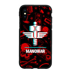 Чехол iPhone XS Max матовый Manowar rock glitch, цвет: 3D-черный