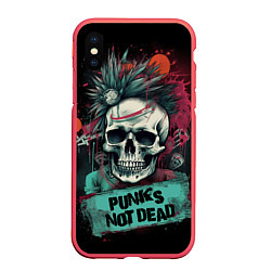 Чехол iPhone XS Max матовый Punks not dead, цвет: 3D-красный
