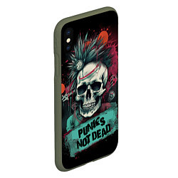 Чехол iPhone XS Max матовый Punks not dead, цвет: 3D-темно-зеленый — фото 2