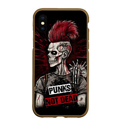 Чехол iPhone XS Max матовый Punks not dead, цвет: 3D-коричневый