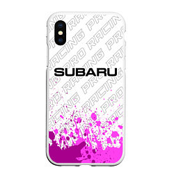 Чехол iPhone XS Max матовый Subaru pro racing: символ сверху, цвет: 3D-белый