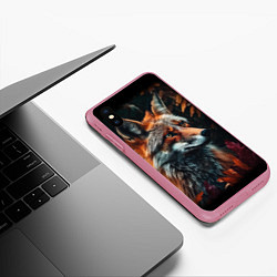 Чехол iPhone XS Max матовый Рыжий лис на осеннем фоне, цвет: 3D-малиновый — фото 2