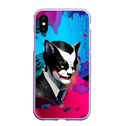 Чехол iPhone XS Max матовый Dude-cat - neural network - pop art, цвет: 3D-светло-сиреневый