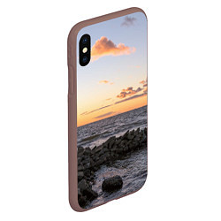 Чехол iPhone XS Max матовый Закат солнца на Финском заливе, цвет: 3D-коричневый — фото 2