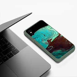 Чехол iPhone XS Max матовый Часть иссушённой планеты и космос, цвет: 3D-темно-зеленый — фото 2