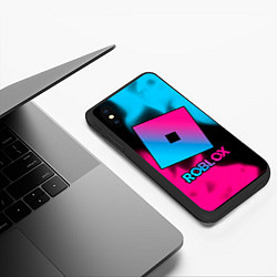 Чехол iPhone XS Max матовый Roblox - neon gradient, цвет: 3D-черный — фото 2