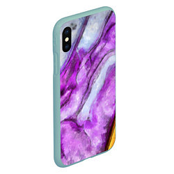 Чехол iPhone XS Max матовый Рисунок текстуры белого и фиолетового мрамора, цвет: 3D-мятный — фото 2