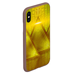 Чехол iPhone XS Max матовый Золотые пирамиды и треугольники, цвет: 3D-коричневый — фото 2