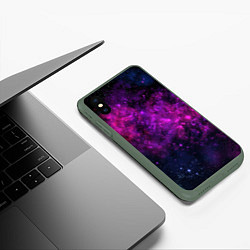 Чехол iPhone XS Max матовый Neon pink nebula, цвет: 3D-темно-зеленый — фото 2