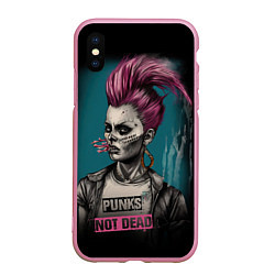 Чехол iPhone XS Max матовый Punks no dead girl, цвет: 3D-розовый