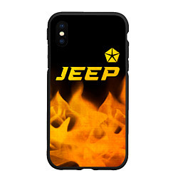 Чехол iPhone XS Max матовый Jeep - gold gradient: символ сверху, цвет: 3D-черный